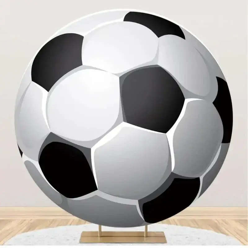 Black White Lifelike Football Circle Party Backdrop - Aperturee