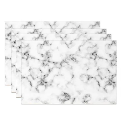 Luxury Black White Marbled Modern Set Of 4 Placemats - Aperturee