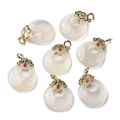 Natural White Agate Donut Pendant Decorations