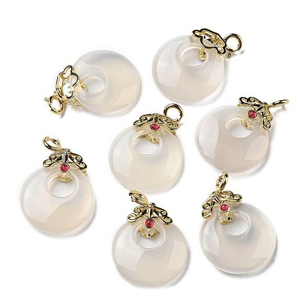 Natural White Agate Donut Pendant Decorations