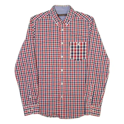 BEN SHERMAN Mens Plain Shirt Red Gingham Long Sleeve M