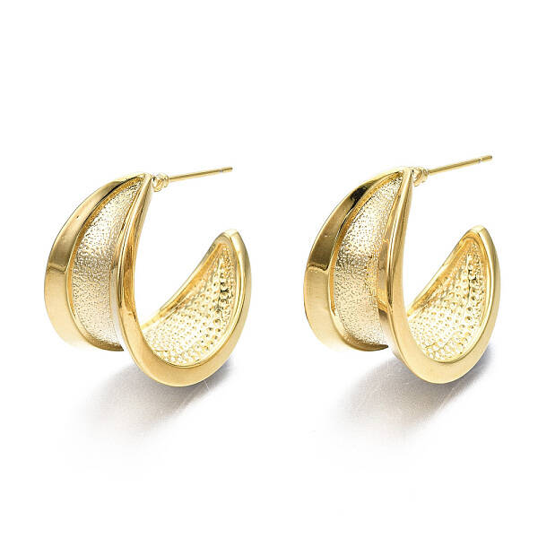 Semicircular Brass Half Hoop Earrings