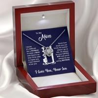 To My Mom Gift Necklace Woman Love Knot Necklace From Son Daughter With Box and Message Card