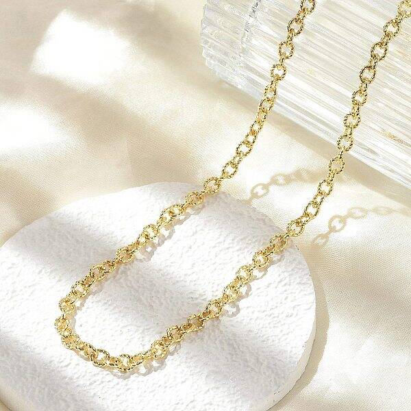 Brass Textured Cable Chain Necklaces
