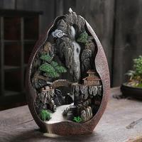 Landscape Waterfall Design Incense Burner, 1 Count Creative Resin Backflow Incense Burner Ornament, Incense Holder, Desk Deco...