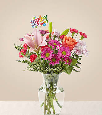 Light of My Life Bouquet and Happy Birthday Topper