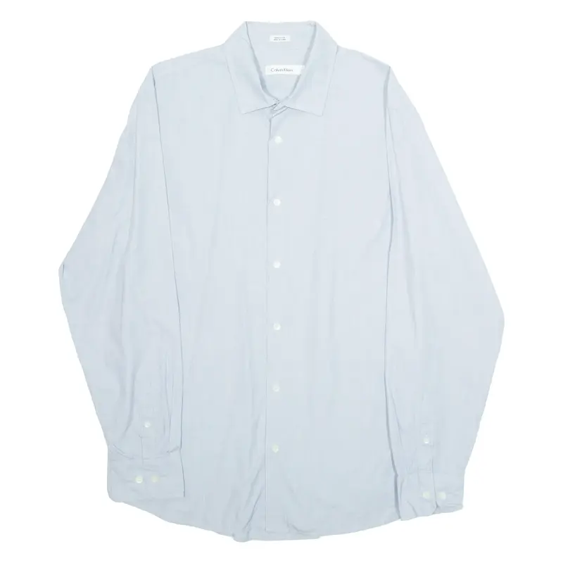 CALVIN KLEIN Mens Plain Shirt Grey Long Sleeve L