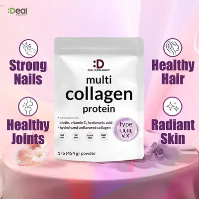 DEAL SUPPLEMENT Multi Collagen Peptides Powder - Dietary Hydrolyzed Protein Peptides for hair, skin, nail -Hyaluronic Acid, B...