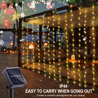 Solar Lights Outdoor LED Lights Strings with 8 Models of Remote Control, Waterproof Solar Curtain LED Light, Decorative Sola...