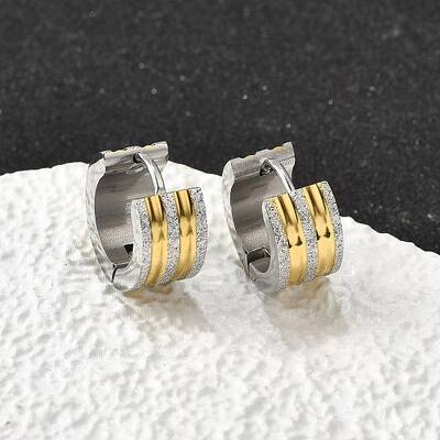 304 Stainless Steel Two Tone Hoop Earrings