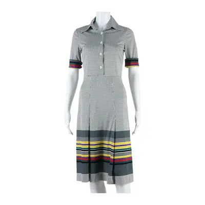 OCEANO Womens A-Line Dress Grey Spotted Short Sleeve Midi UK 10