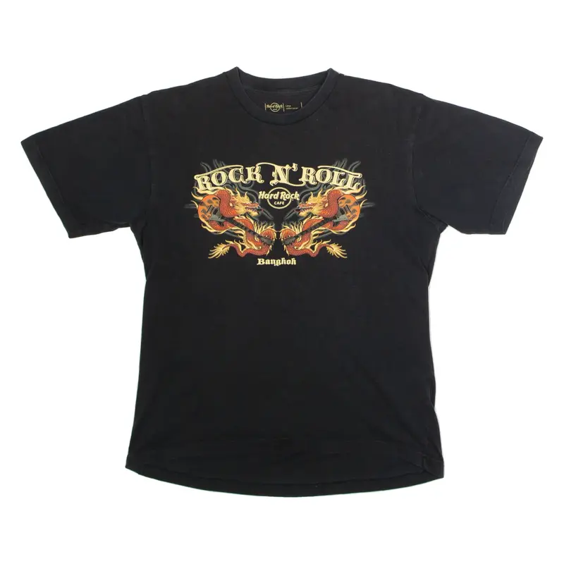 HARD ROCK CAFE Bangkok Mens T-Shirt Black Crew Neck L