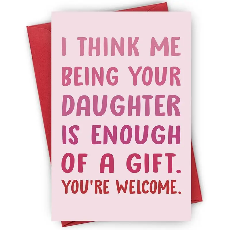 Birthday Card with Envelope, Funny Birthday Gift Card, Greeting Card From Daughter, Thank You Cards, Custom Message Card, Bir...