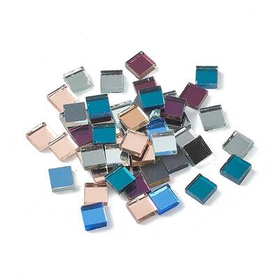 350 pcs(280g) 0.4 inch Square Glass Mirror Tiles Mini Glass Decorative Mosaic Tiles for Home Decoration Crafts Jewelry Making
