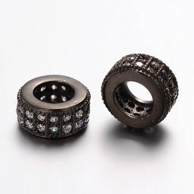 Brass Micro Pave Cubic Zirconia Beads