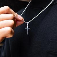【Gifts Boyfriend】Stainless Steel Cross Necklace for Men&Women Mens Chain Necklace with 2.5mm Cross Chain 18-24 Inch