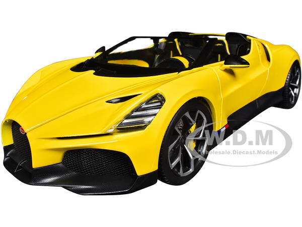 Bugatti Mistral Yellow with Carbon Accents 1/18 Diecast Model Car by Bburago