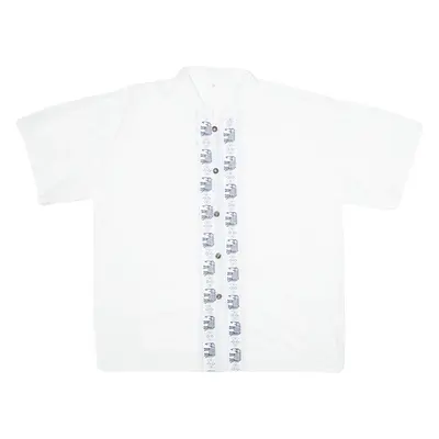 Mens Shirt White Crazy Pattern 2XL