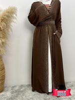 Women's Glitter Rhinestone Embellished Belted Abayas for Eid, Modest Long Sleeve Open Front Abayas, Abaya Linen Open, Women's...