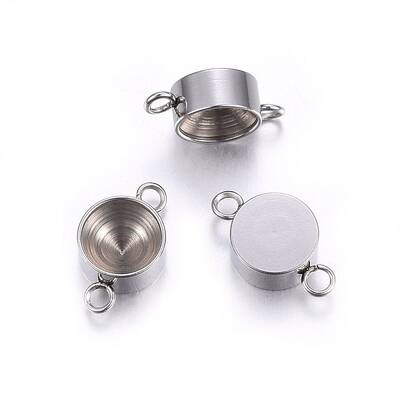 Tarnish Resistant 201 Stainless Steel Cabochon Connector Settings