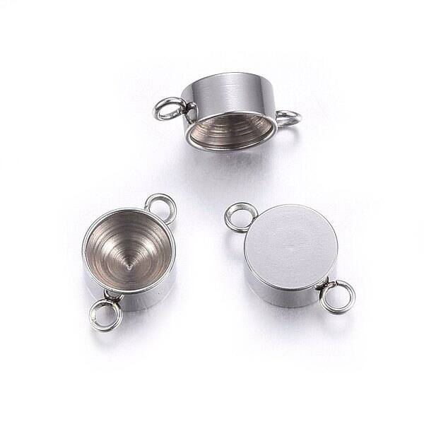 Tarnish Resistant 201 Stainless Steel Cabochon Connector Settings