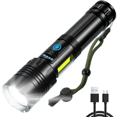 Flashlight High Lumens USB Rechargeable XHP70 Flashlight Include Battery LED High Power
