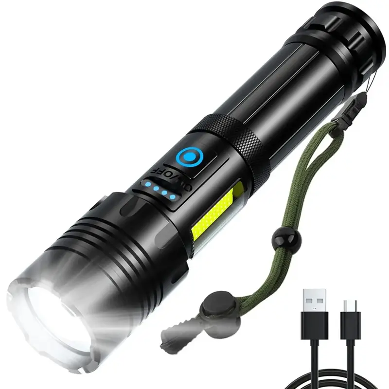 Flashlight High Lumens USB Rechargeable XHP70 Flashlight Include Battery LED High Power