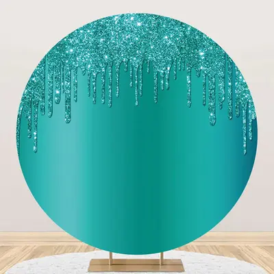 Elegant Green Solid Color Glitters Round Backdrop