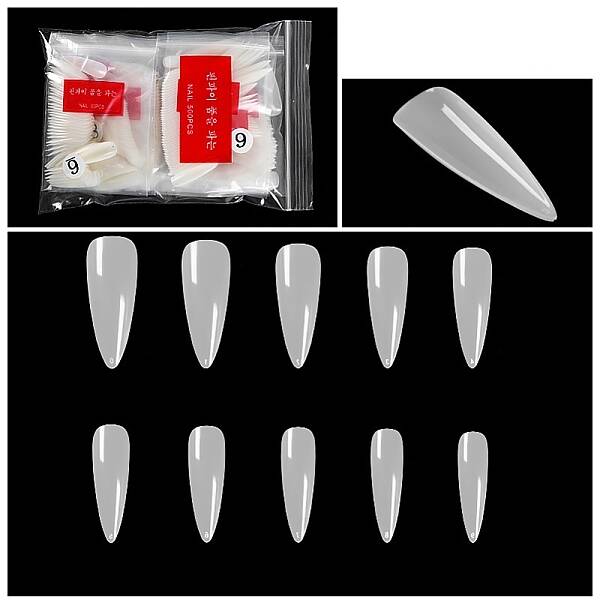 Plastic Seamless Stiletto Shape False Nail Tips