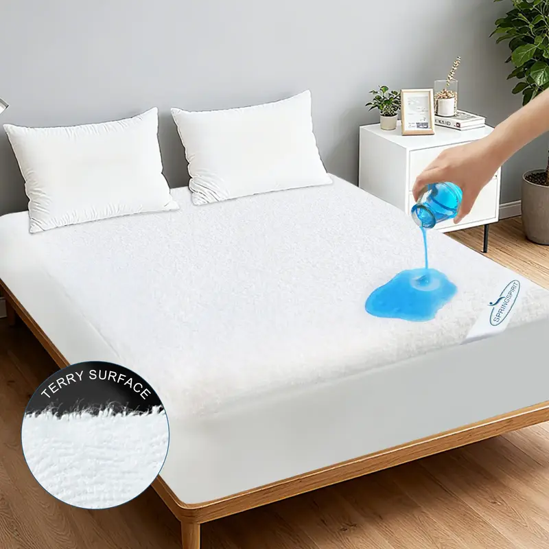 Premium Terry Waterproof Mattress Protector - Ultra-Soft Breathable Noiseless Absorbent Mattress Pad Mattress Topper Cover So...