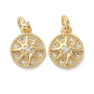 Brass Micro Pave Clear Cubic Zirconia Charms