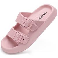 [Black Non Slip Slippers Shoes] Women's Casual Flat Slippers, Black Open Round Toe Non Slip Slides Shoes, Outdoor Beach Slipp...