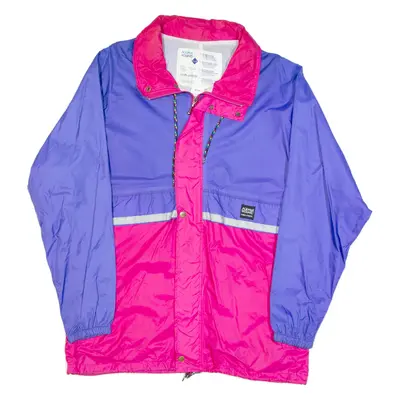 AQUAGUARD Womens Rain Jacket Blue 90s Hooded Colourblock XL