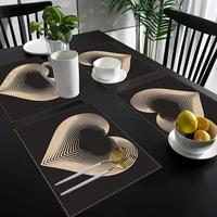 Heart Pattern Place Mat, 4 Counts/set Modern Rectangular Table Mat, Decorative Placemat for Home Kitchen Dining Room Wedding...