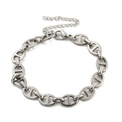 Non-Tarnish 304 Stainless Steel Oval Link Chains Bracelets for Men & Women
