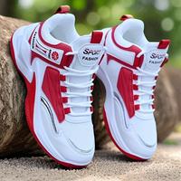 LISM Men'S High-Top Basketball Sneakers - White with Red Accents, Lace-Up, Rubber Sole, All-Season Sports Shoes for Casual & ...