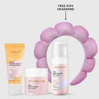 Evereden Kids Daily 1-2-3 Routine - Clean, Safe Ingredients for Pre-Teens - Face Wash, Face Cream, Mineral SPF 30, Free Body ...