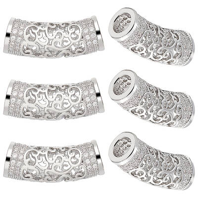 6Pcs Brass Micro Pave Cubic Zirconia Beads
