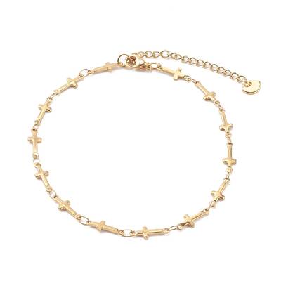 304 Stainless Steel Cross Link Chain Anklets