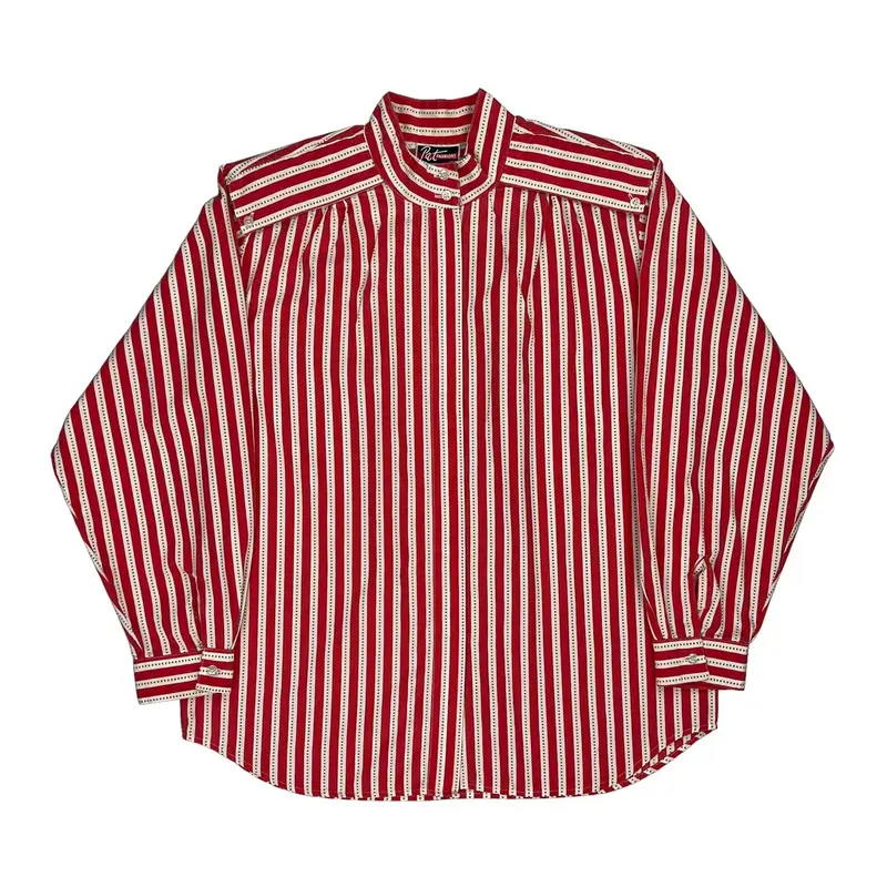 Striped Pattern Pat Fashions Striped Patterned Shirt - Large Red Cotton Blend