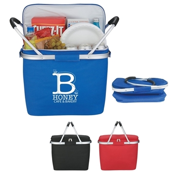 12 Custom Picnic Fun Collapsible Cooler Basket - Aluminum Handle