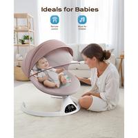 BabyBond Pink Baby Bluetooth Swing, with 10 Calming Lullabies, 3 Speed Settings, Remote Control & 5-Point Safety Harness, Gif...