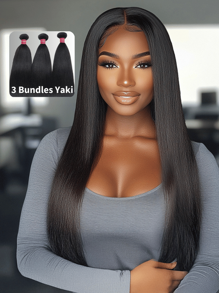 UNice Hair Bundles 3 Pcs/pack Hair Natural Yaki Texture Virgin Human Hair