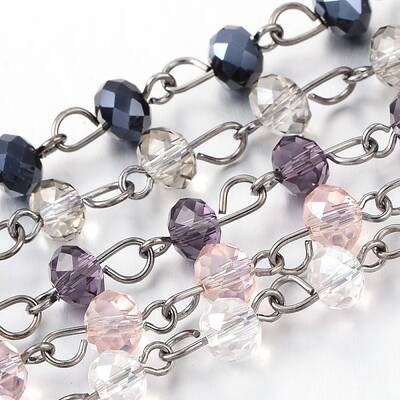 Handmade Glass Beaded Chains for Necklaces Bracelets Making