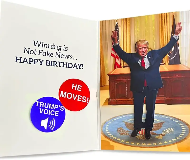 Talking & Dancing Donald Birthday Card President Dances When Opened Trump's Real Voice Funny Gift for Men Trump Stuff Happy B...