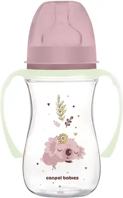 Canpol babies Sleepy Koala Easy Start Anti-Colic Bottle Pink - 240ml Bottle 3m+ -