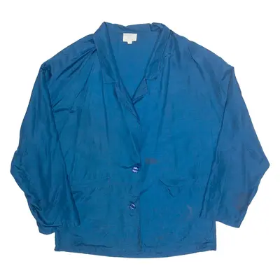 Womens Shirt Blue Collared Long Sleeve 90s Silk L