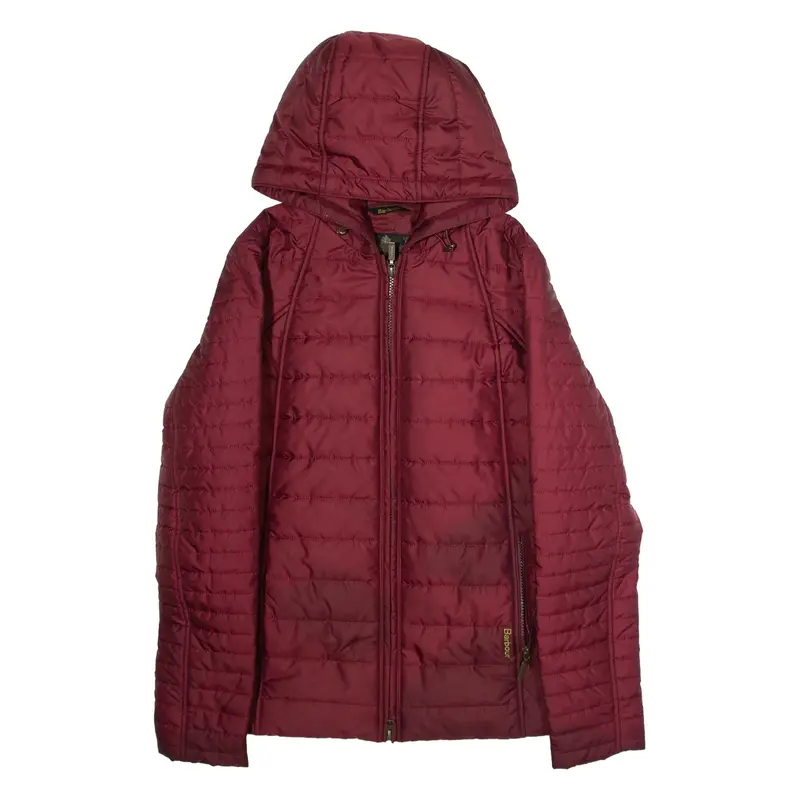 BARBOUR Landry Womens Quilted Jacket Maroon Hooded UK 12