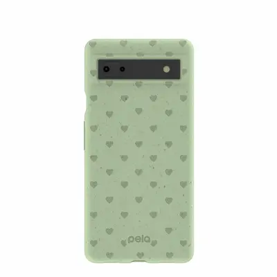 Sage Green Hearts Google Pixel 6a Case