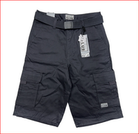 Pro Club Mens Cotton Twill Cargo Shorts Pants with Belt Menswear Soft Stylish
